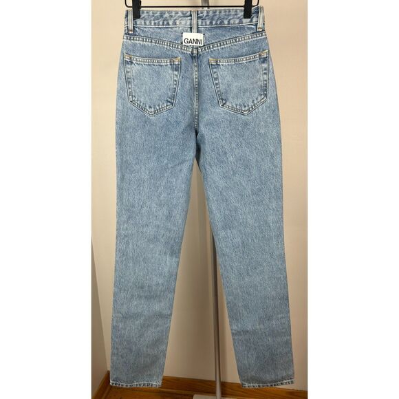 Ganni Jeans Denim Size 25 Washed Indigo Straight Leg - Picture 5 of 6